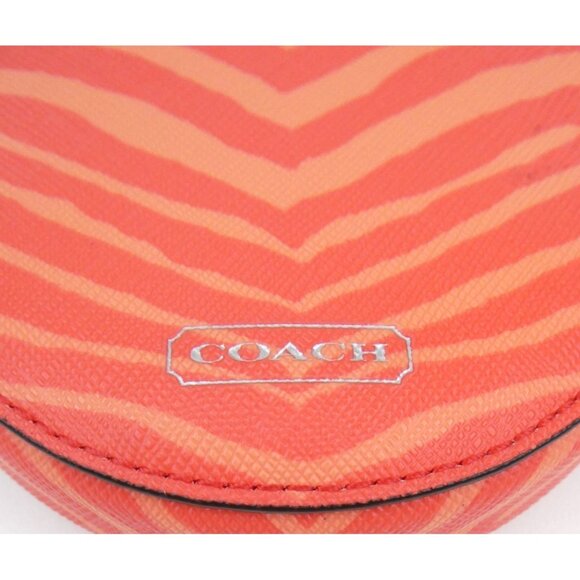 Coach Orange Zebra Print Round Coin Purse With Keyring - Picture 14 of 14